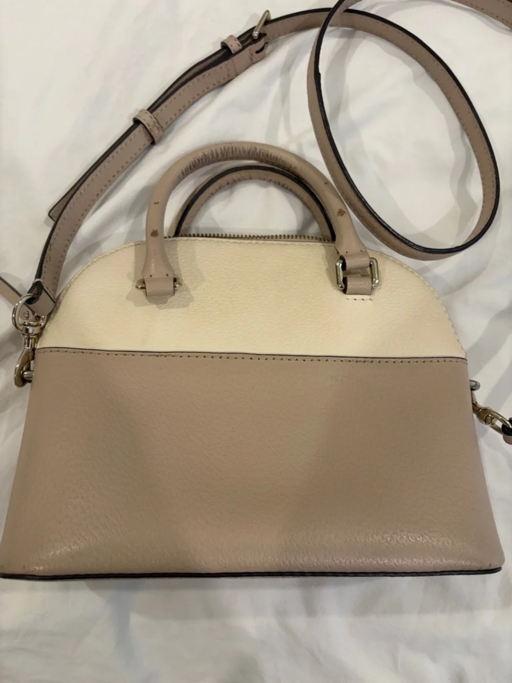 kate spade Two-Tone Dome Satchel in Beige and Cream